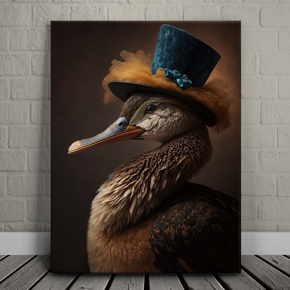 Duck with Feather Hat III Canvas