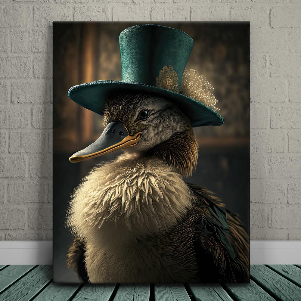 Duck with Feather Hat II Canvas