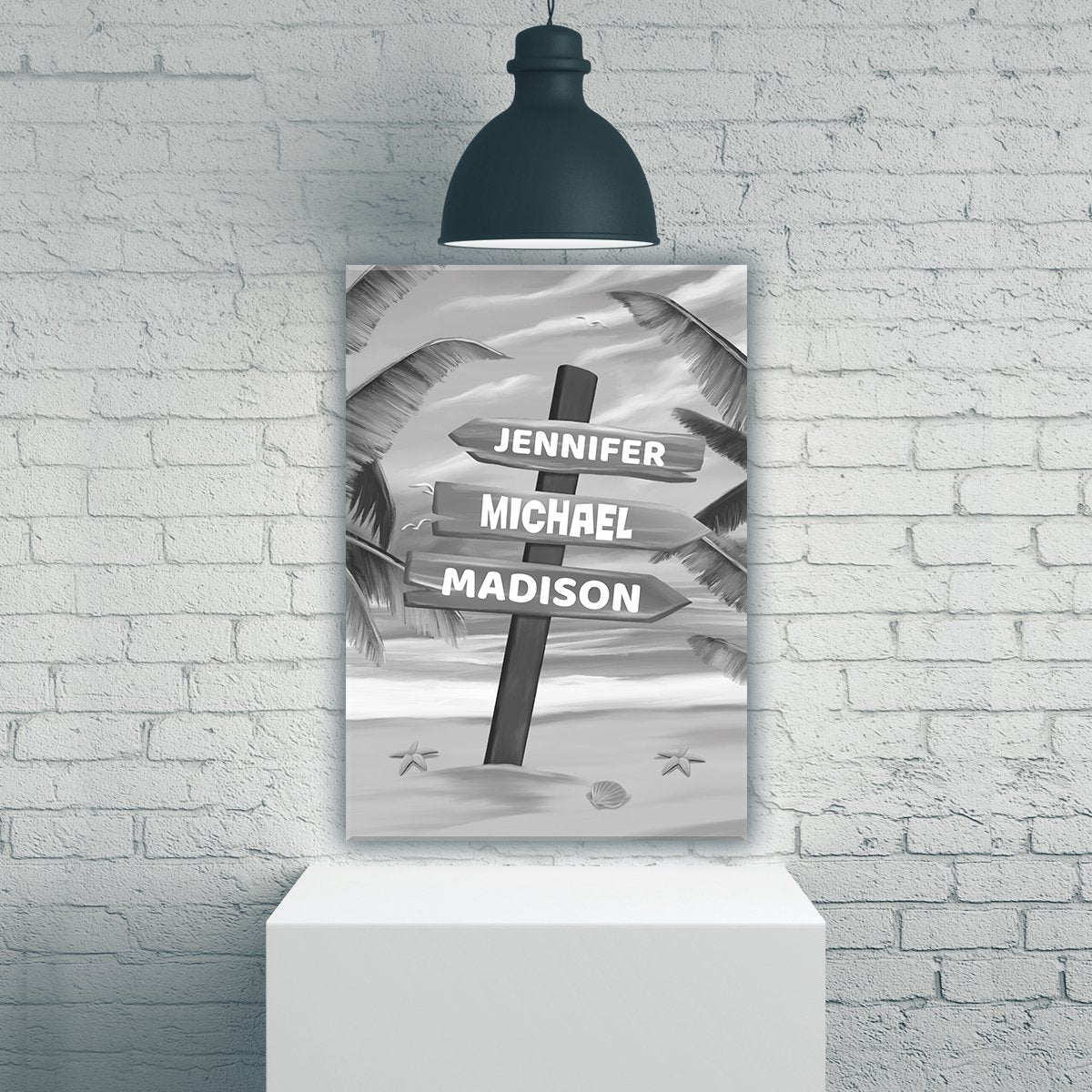 Drawing Beach Sign Multi-Names Premium Canvas Canvas