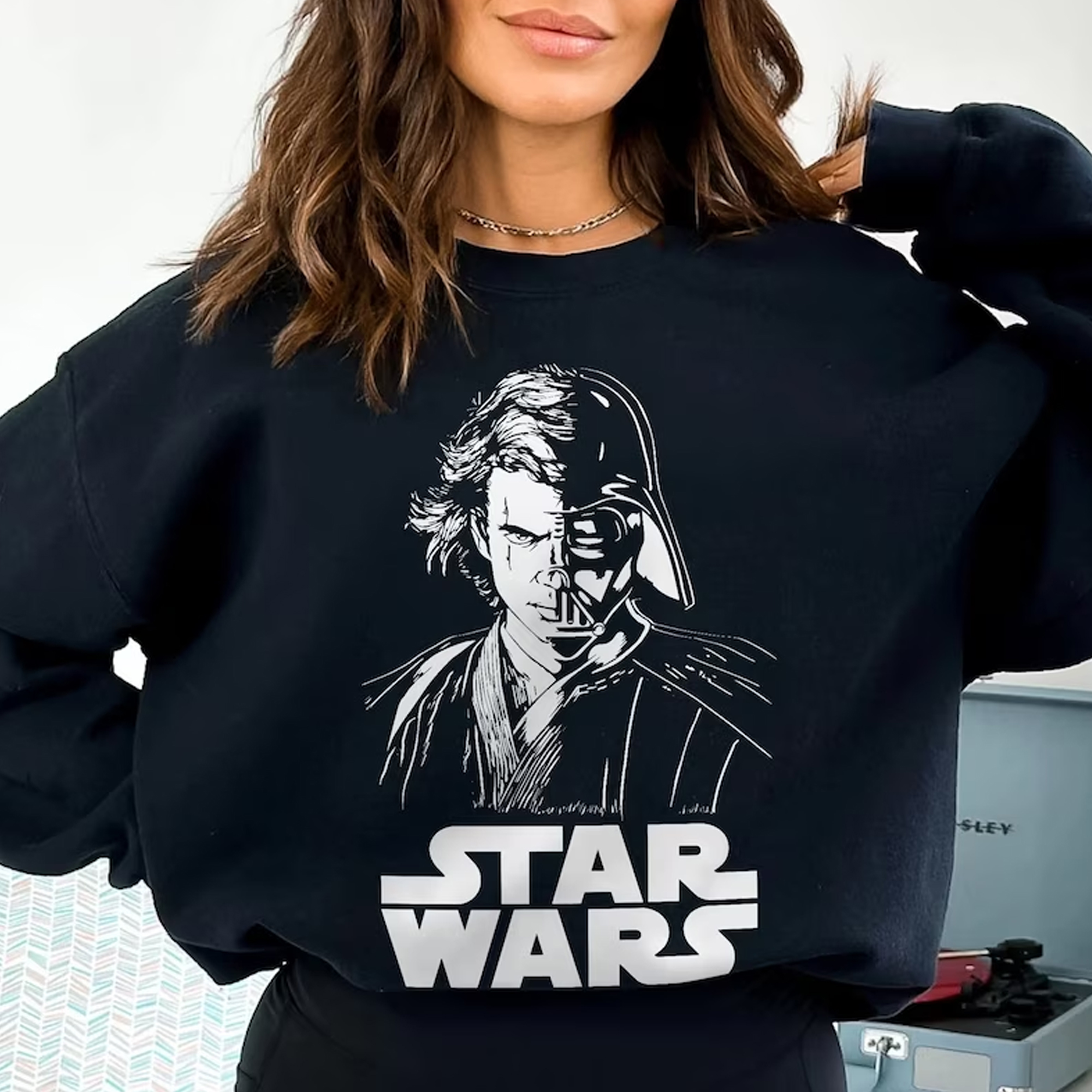 Vintage Disney Star Wars Anakin Skywalker & Darth Vader Half Face Sweatshirt 