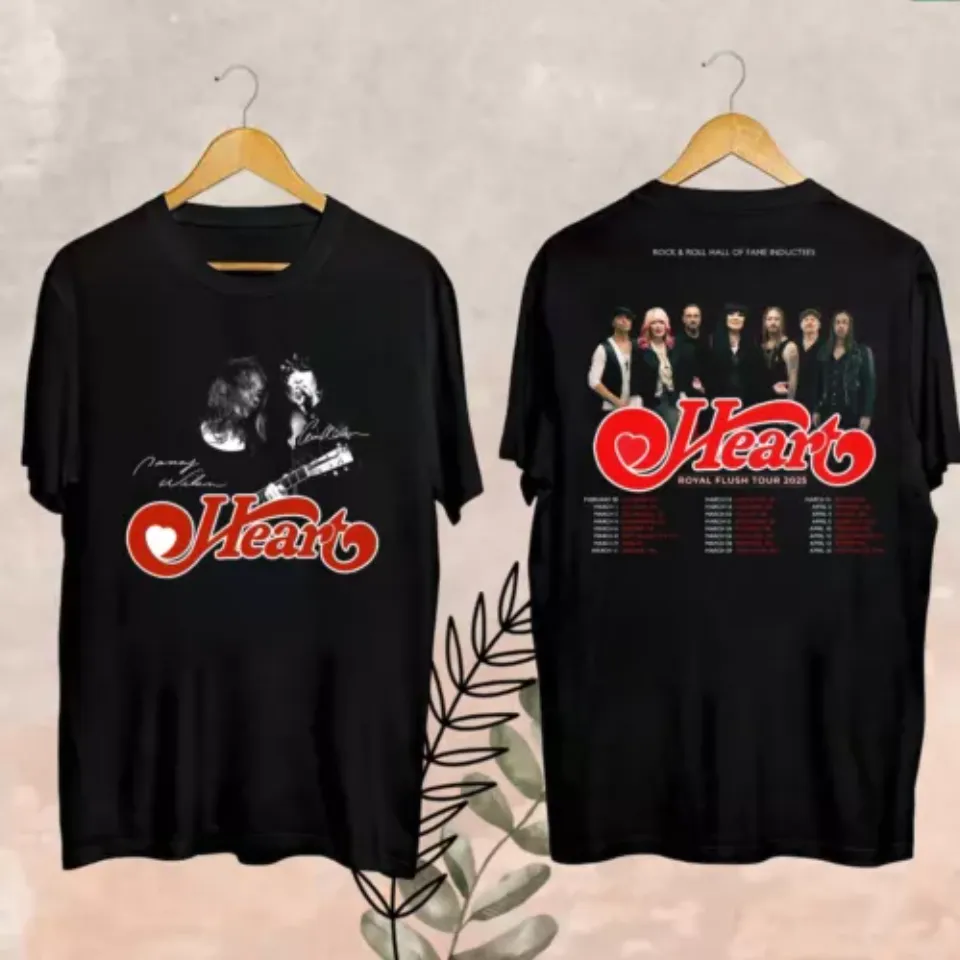 New T-Shirt Rock Band Heart 2025 Tour Heart Band Royal Flush Tour 2025