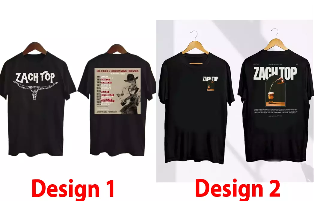 T-Shirt All Design Tour 2025, Zach Top Country Music Two Sides Unisex