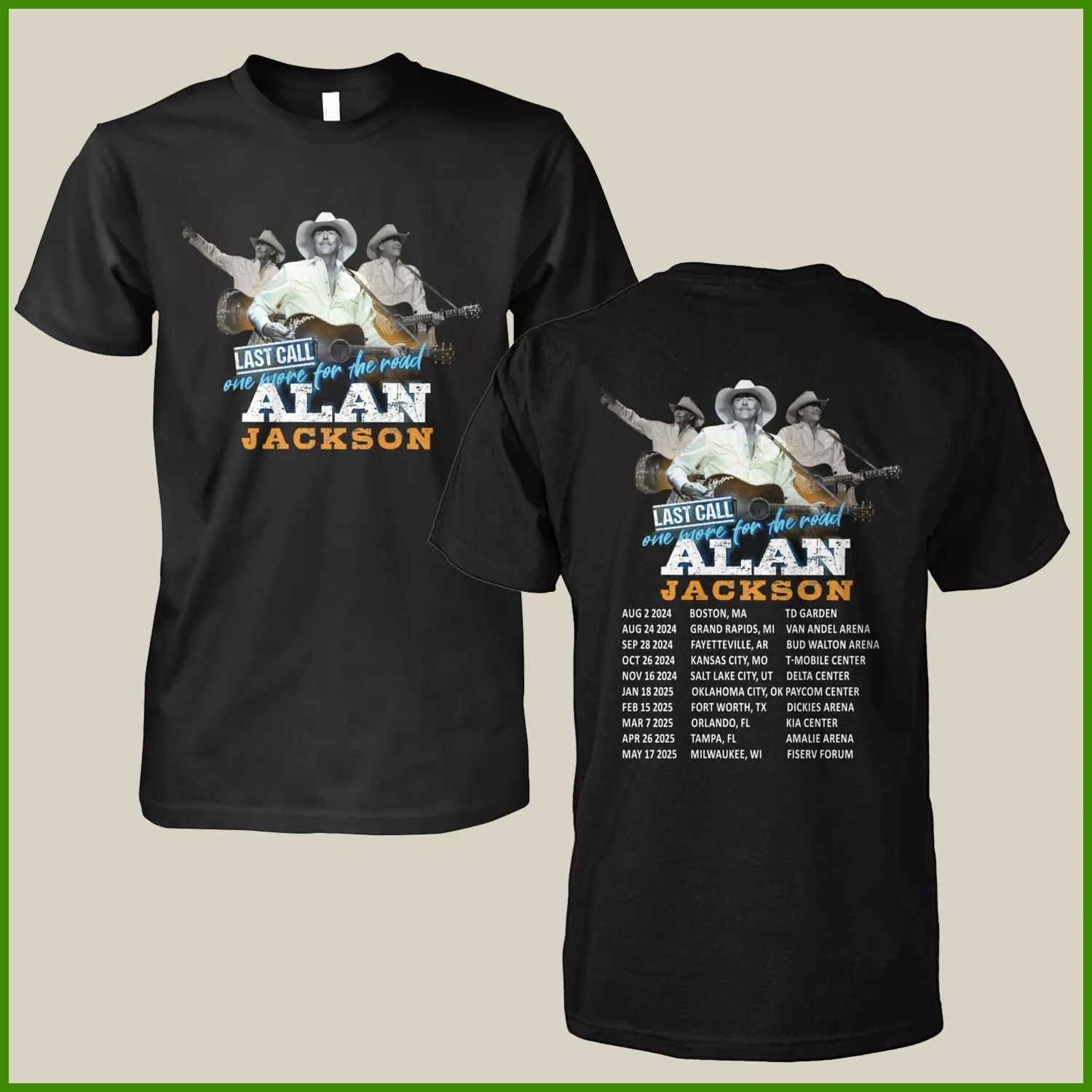 New T-Shirt Alan Jackson Last Call One More For The Road Tour 2025