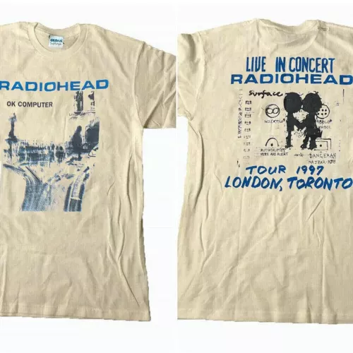 New T-Shirt Radiohead Ok Computer Albums 90S Graphic Sand 2 Sided