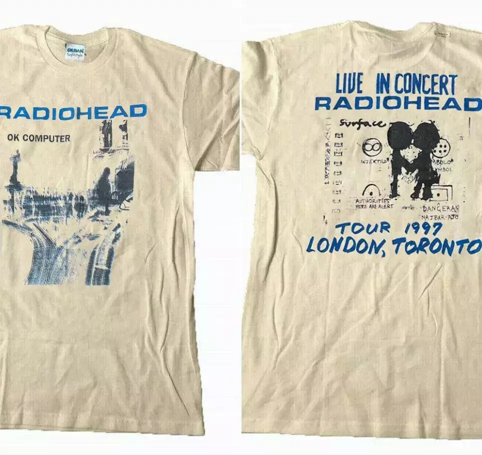 New T-Shirt Radiohead Ok Computer Albums 90S Graphic Sand 2 Sided Cotton