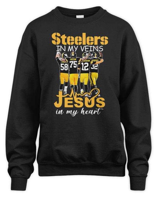 Official 2023 Steelers Players In My Veins Jesus In My Heart Shirt - Unisex Sweatshirt