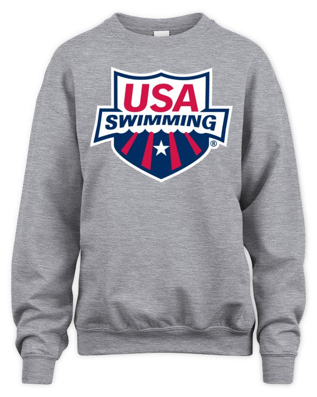 USA Swimming Primary Logo Shirt Gray - Unisex Sweatshirt