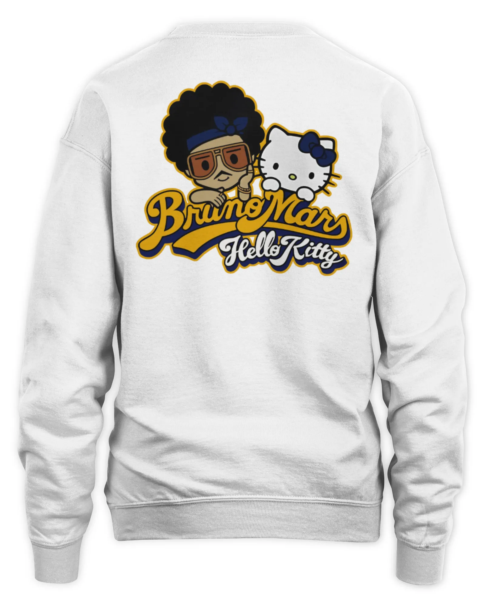New Sweatshirt Golden State Warriors 2024 NBA Bruno Mars And Hello Kitty Collab White, Premium Sweaer
