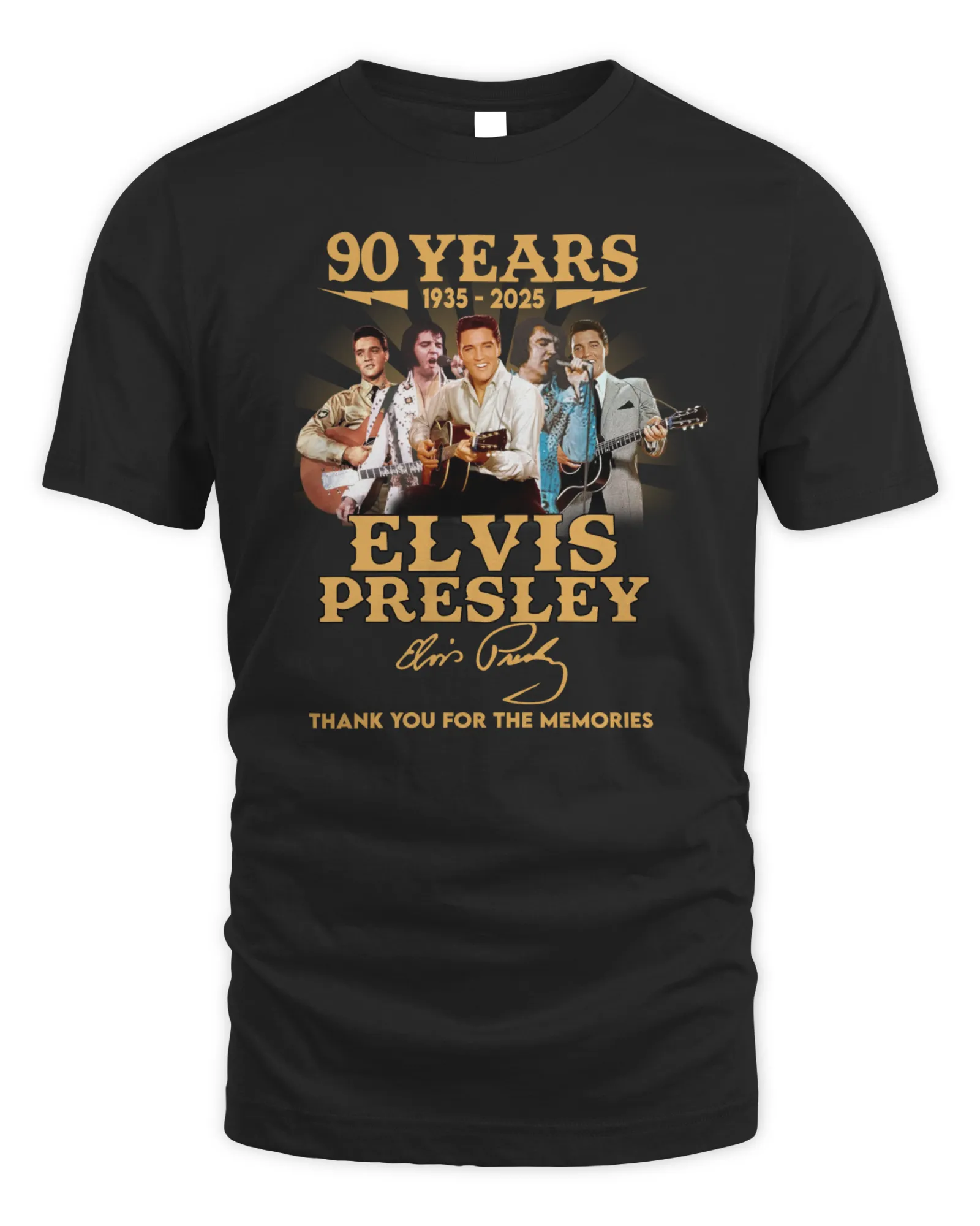  T-Shirt 90 Years 1935  2025 Elvis Presley Thank You For The Memories T-
