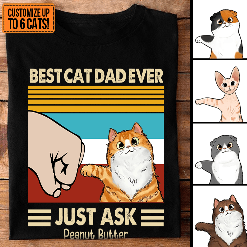 Best Cat Dad and Best Cat Mom Fistbump - Personalized Custom T Shirt - Birthday, Loving, Funny Gift for Dog Mom, Dog Dad, Dog Lovers, Pet Gifts for Him, Her