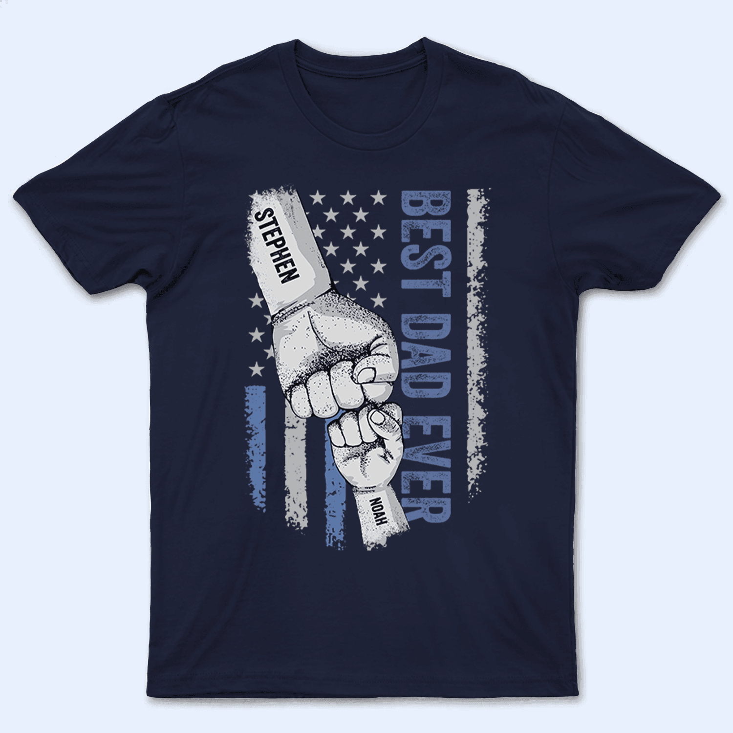 Best Dad Ever Raised Fist Bump - Personalized Custom T Shirt - Fathers Day Gift for Dad, Grandpa, Daddy, Dada, Dad Jokes