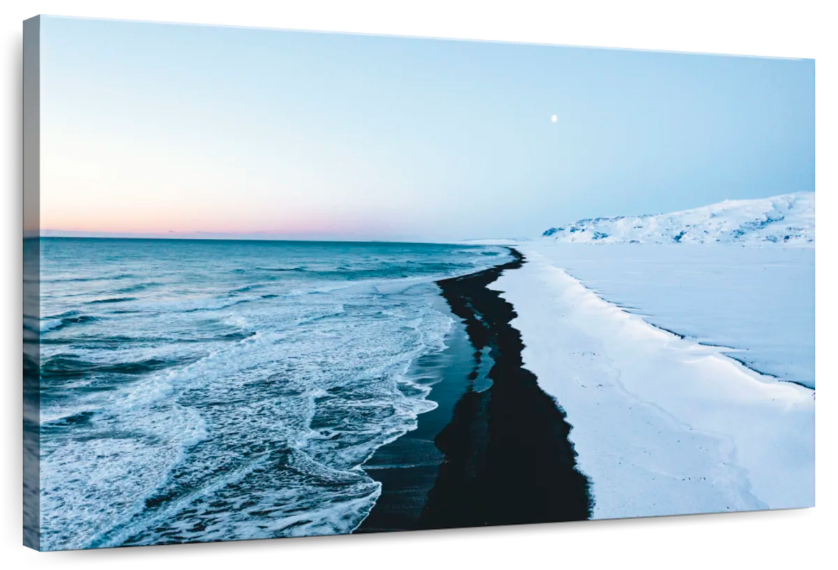 Snowy Black Beach