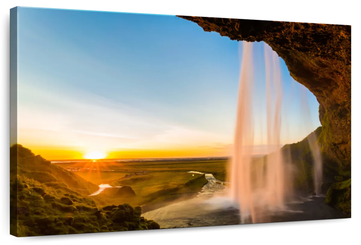 Seljalandsfoss In Iceland At Sunset