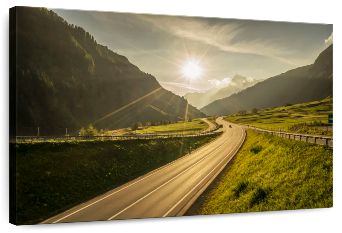 Sunny Swiss Mountain Road