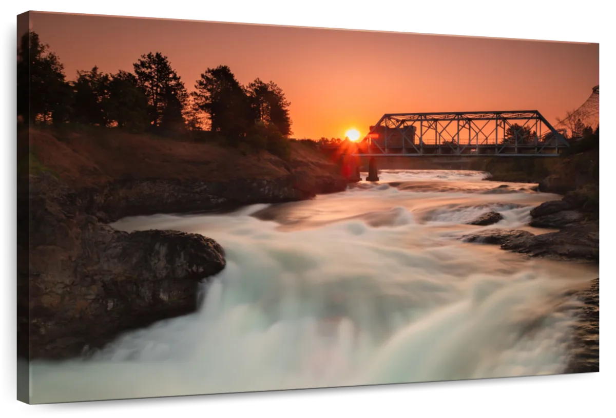 Spokane Falls At Sunset