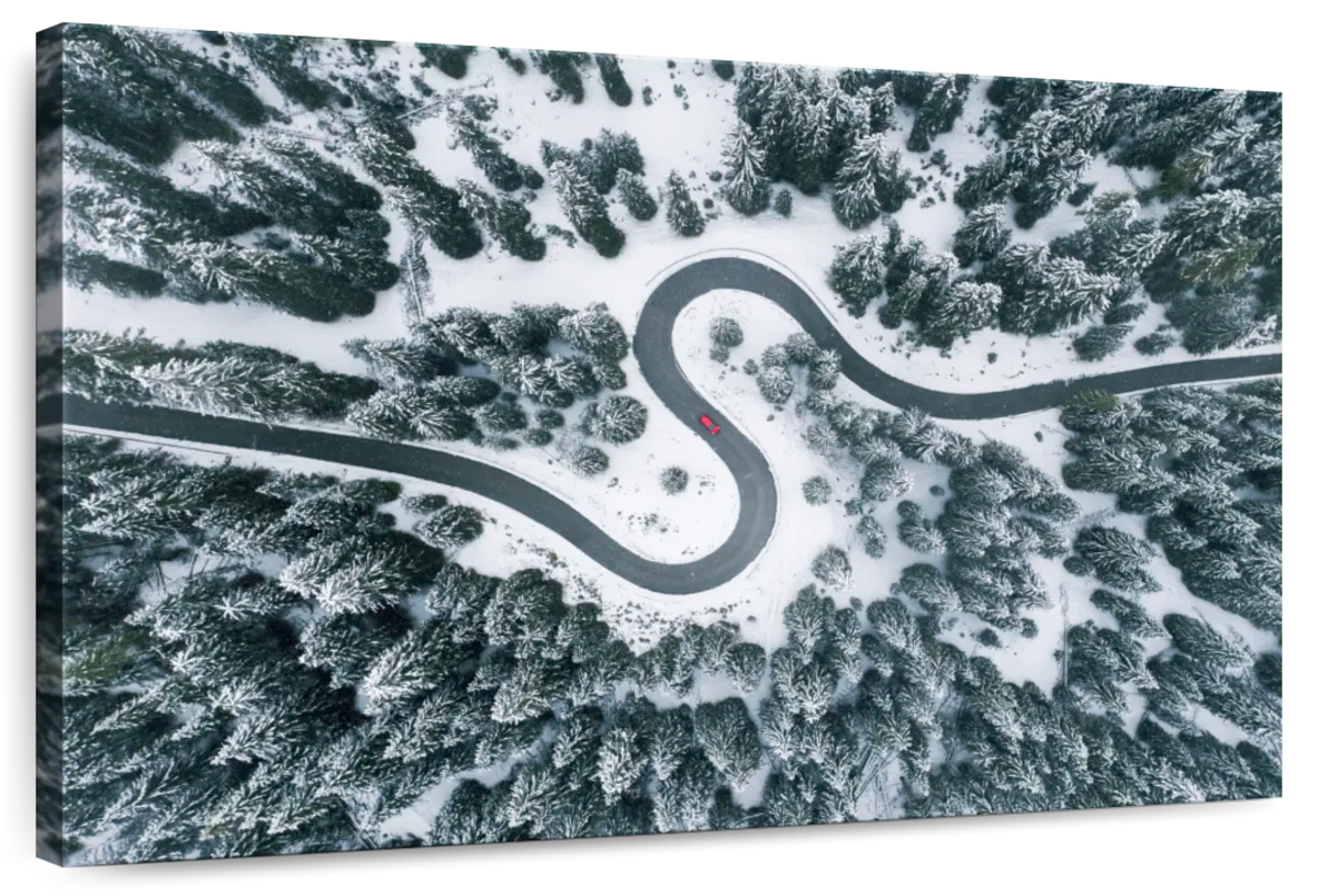 Driving Along Winter Road