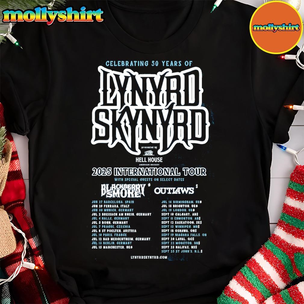 New Celebrating 50 Years Of Lynyrd Skynyrd 2025 International Tour All Dates Shirt