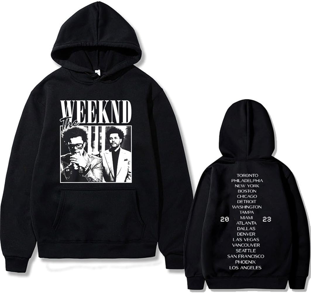 New Ouhznux Hoodie With Pocket The Weeknd Double Sided Print Hoodie