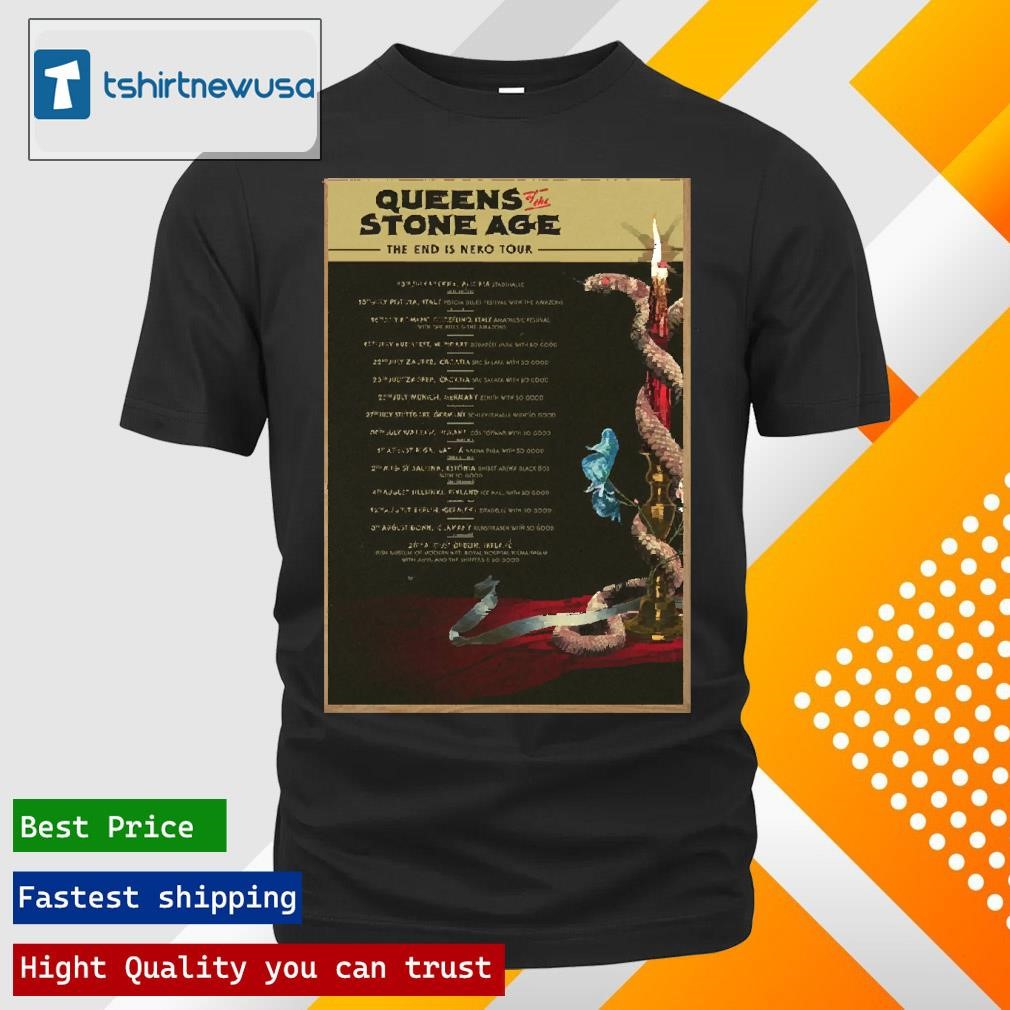 Top Queens Of The Stone Age The End Is Nero Tour 2025 Tour Dates T Shirt