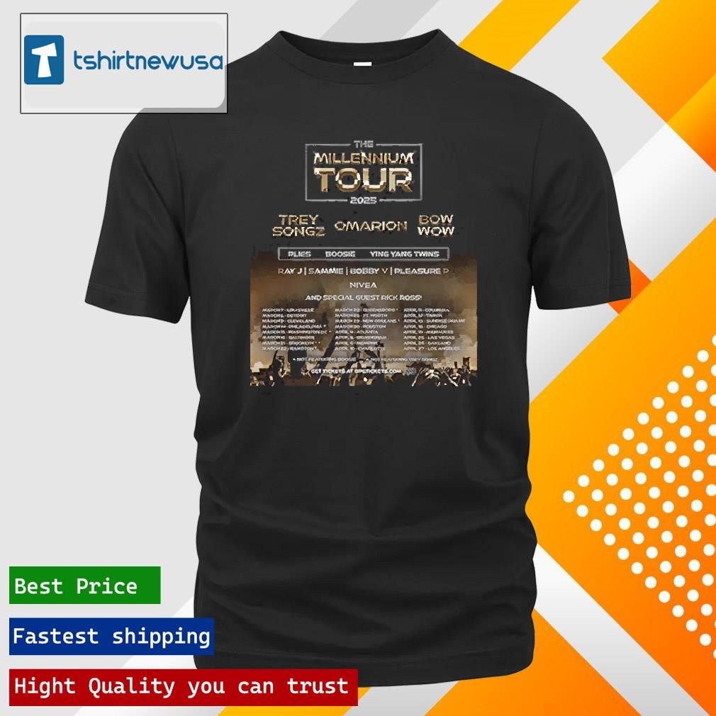 New Top The Millennium Tour 2025 Dates List With Headline Trey Songz Omarion And Bow Wow Unisex Shirts