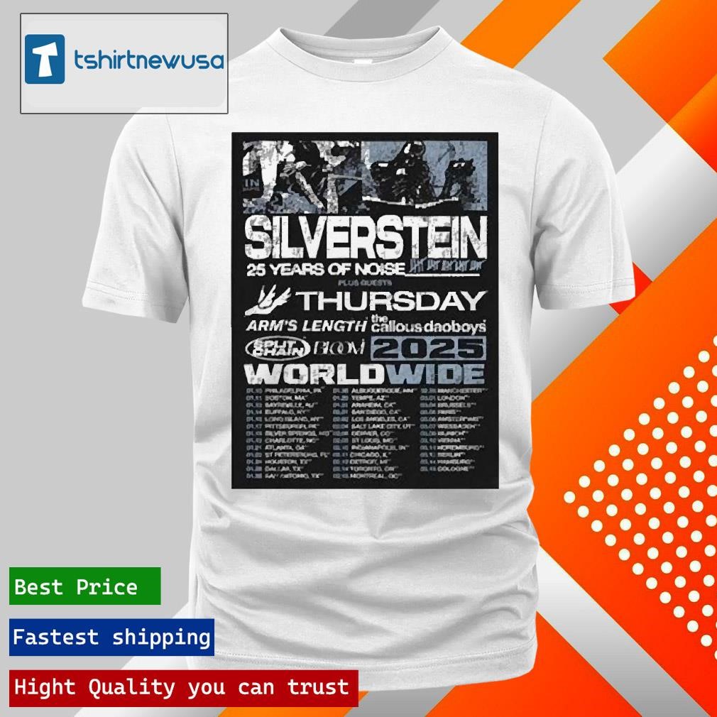 Official Silverstein Worldwide Years Of Noise Tour 2025 Poster T Shirts