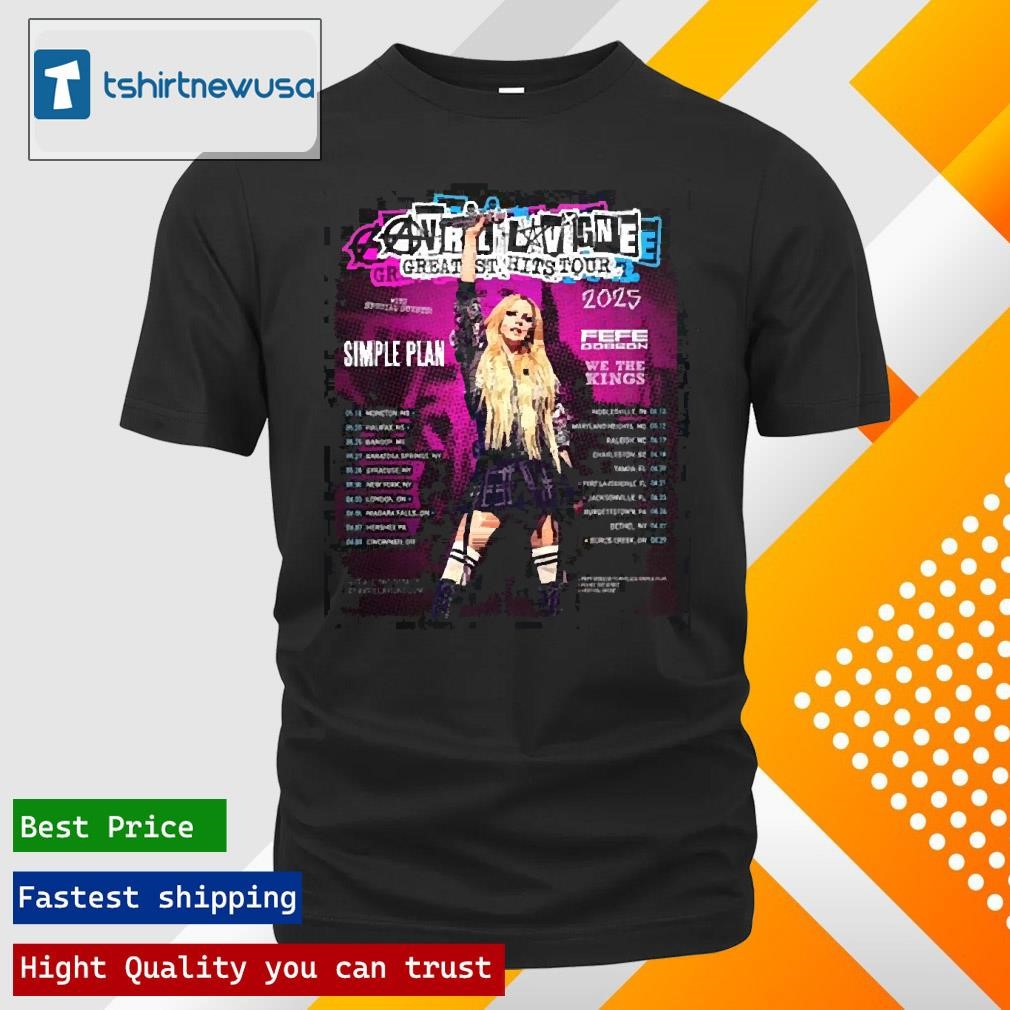 New Funny Avril Lavigne Greatest Hits Tour 2025 North America Tour Schedule Date List Two Sides Unisex T Shirts