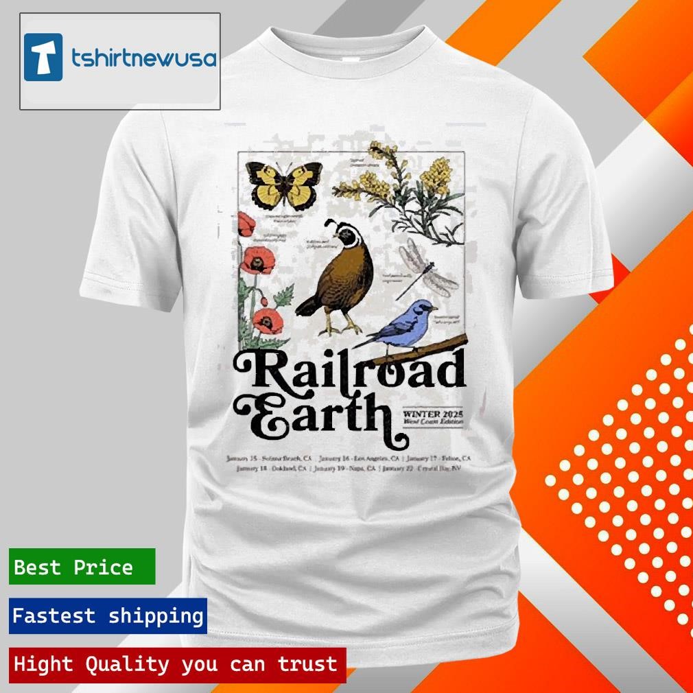 New Best Railroad Earth Winter 2025 West Coast Edition Tour Poster Schedule Dates List Merch Unisex Shirts