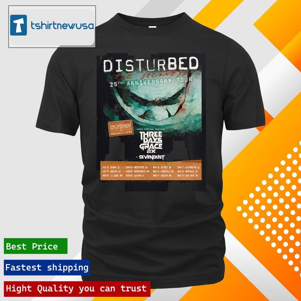Original Disturbed The Sickness 25Th Anniversary Tour Dates List 2025 Two Sides Unisex T Shirts