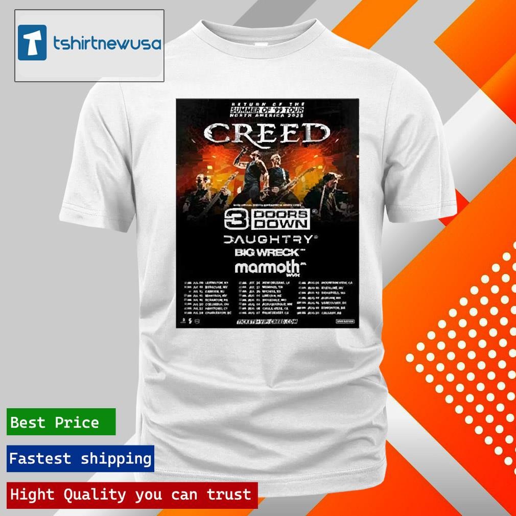 Premium Creed Announces 2025 Summer Of 99 Tour T Shirts