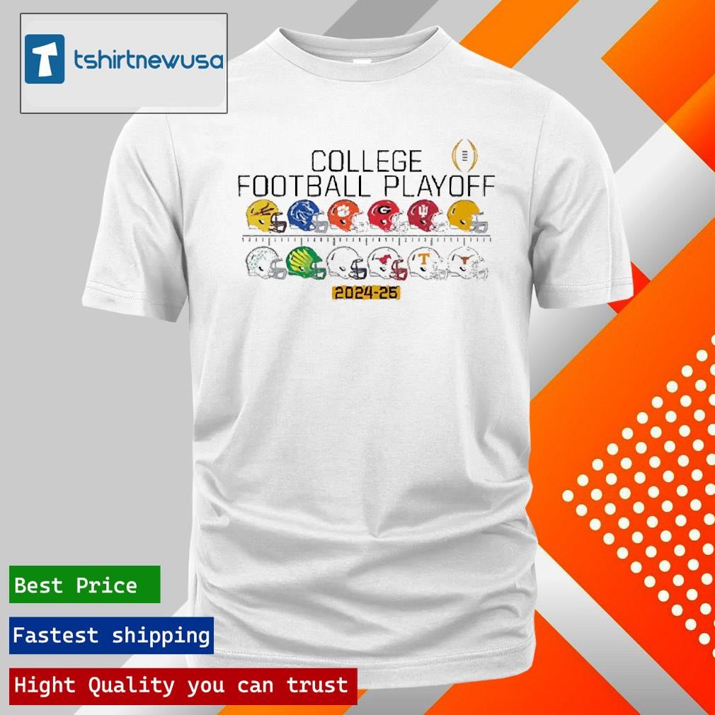 New Premium College Football Playoff 12 Team Helmets 2025 T Shirt