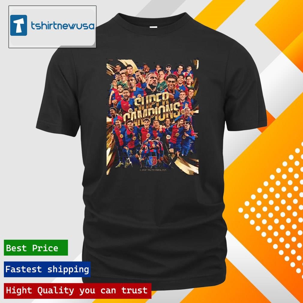 New Original Fc Barcelona Super Campions Supercopa DEspanya 2025 Spanish Super Cup Champions Unisex T Shirt