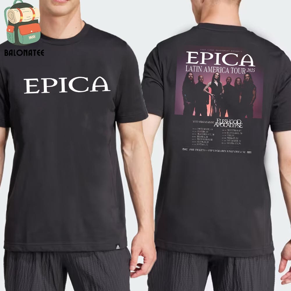 New Epica Latin America Tour 2025 With Special Guest Fleshgod Apocalypse Dates And Places List Two Sides Classic T-Shirt