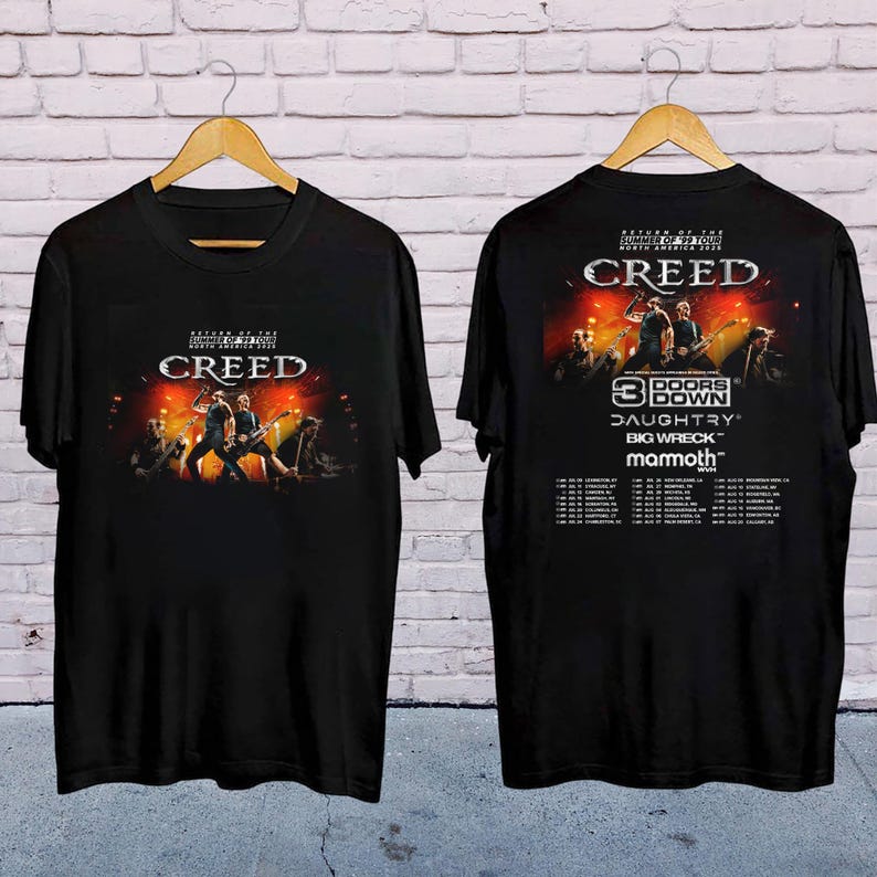 New Creed Band 2025 Tour Summer Of 99 Tour Shirt, Creed Band Fan Gift, Creed 2025 Concert Merch, Rock Band Creed Graphic Shirt, Creed Shirt