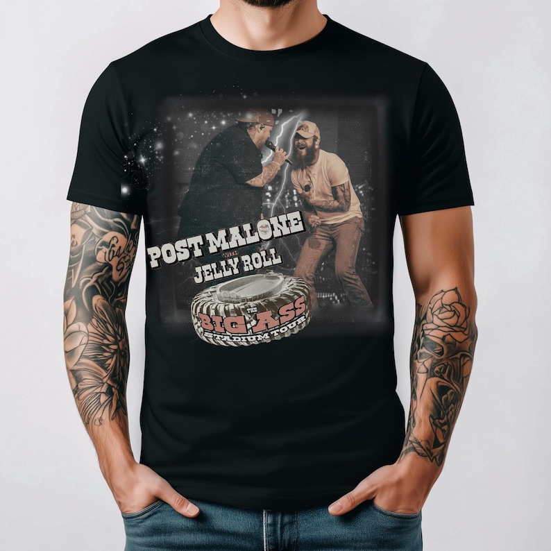 New Post Malone Jelly Roll Comfort Colors Vintage Shirt, Post Malone Tour, Big Ass Stadium Tour, Posty 2025 Tour, Jelly Roll, Retro Posty 90S