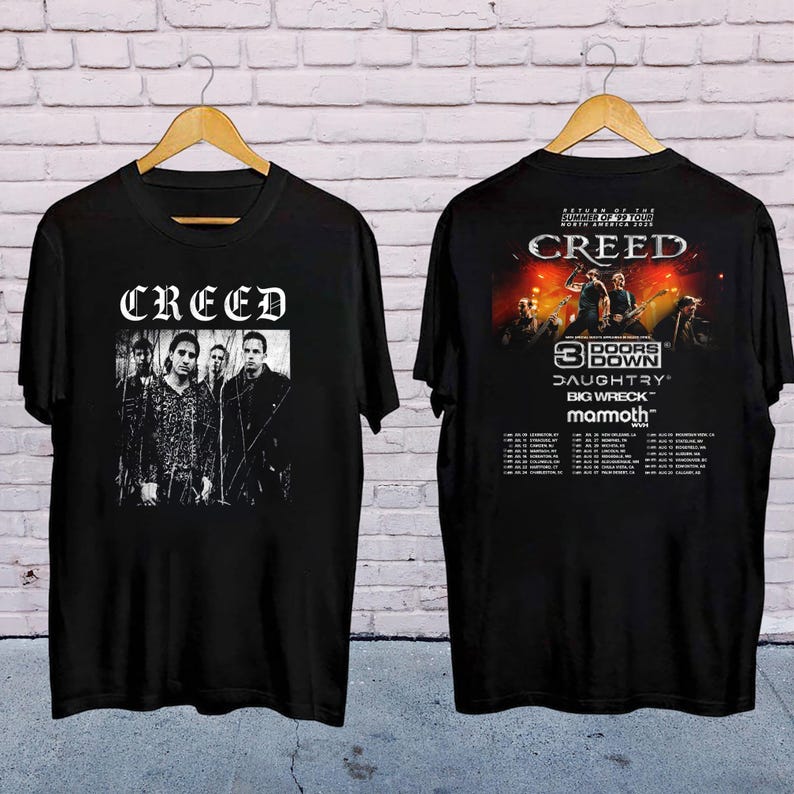 Creed Band Summer Of 99 Tour 2025 Tour Shirt, Creed Band Fan Gift, Creed 2025 Concert Merch, Rock Band Creed 90S Vintage Shirt, Creed Shirt