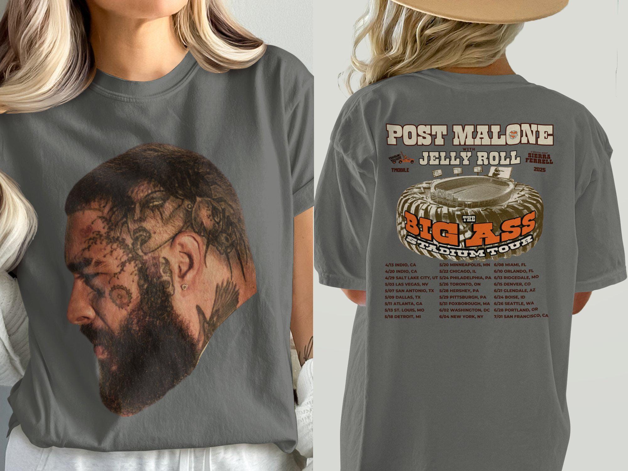 New Post Malone, Kids Post Malone Shirt, Post Malone Tour, Big Ass Stadium Tour, Posty 2025 Tour, Jelly Roll, Jelly Roll Tour, Posty Tour Merch