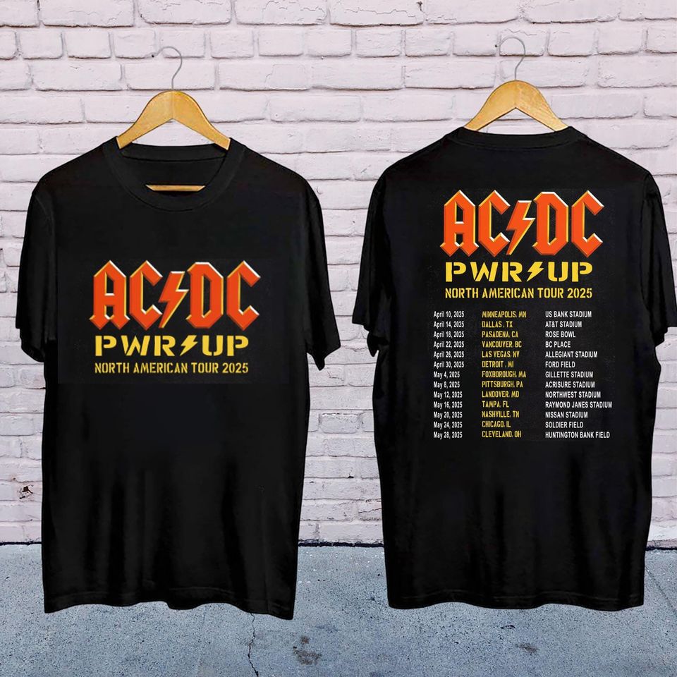 Rock Band Ac-Dc Tour 2025 T-Shirt, Ac-Dc Pwr Up World Tour 2025 T-Shirt