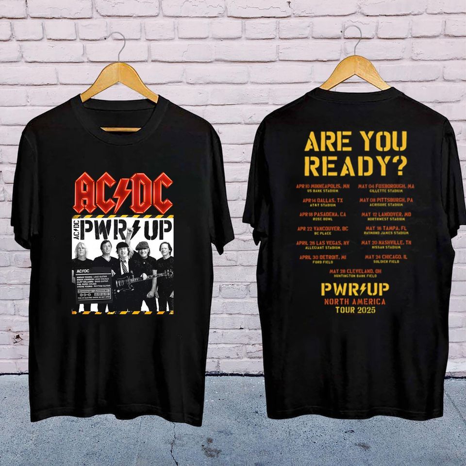 Ac-Dc Band 2025 Tour T-Shirt, Ac-Dc Pwr Up Tour 2025 T-Shirt