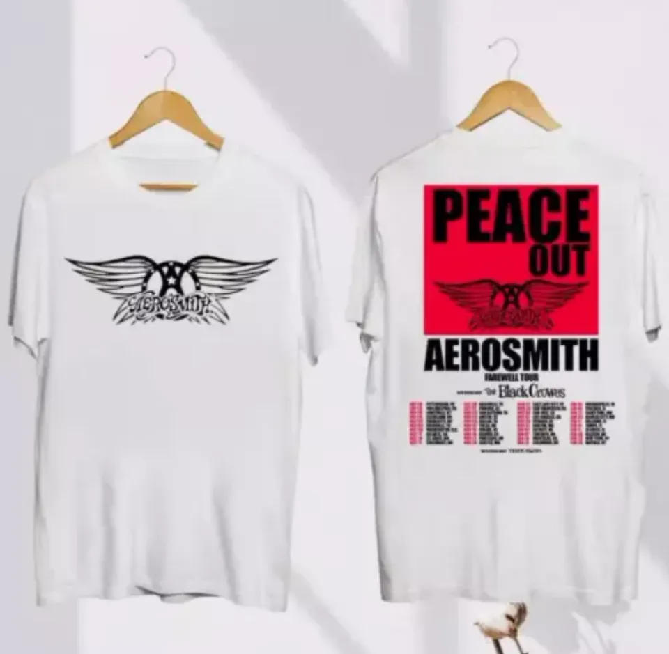 New Aerosmith Peace Out Farewell Tour 2024 2025 White T-Shirt