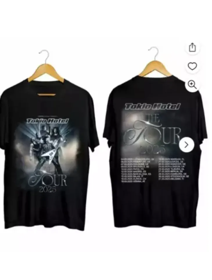 Tokio Hotel Tour 2025 2 Sided T Shirt