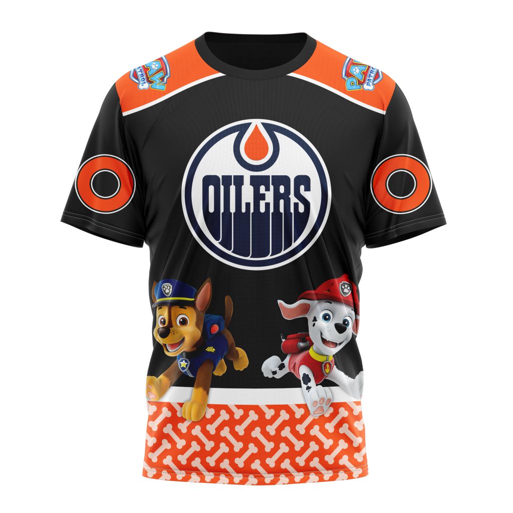 NHL Edmonton Oilers Special Paw Patrol  Custom Name And Number 3D T-shirt 