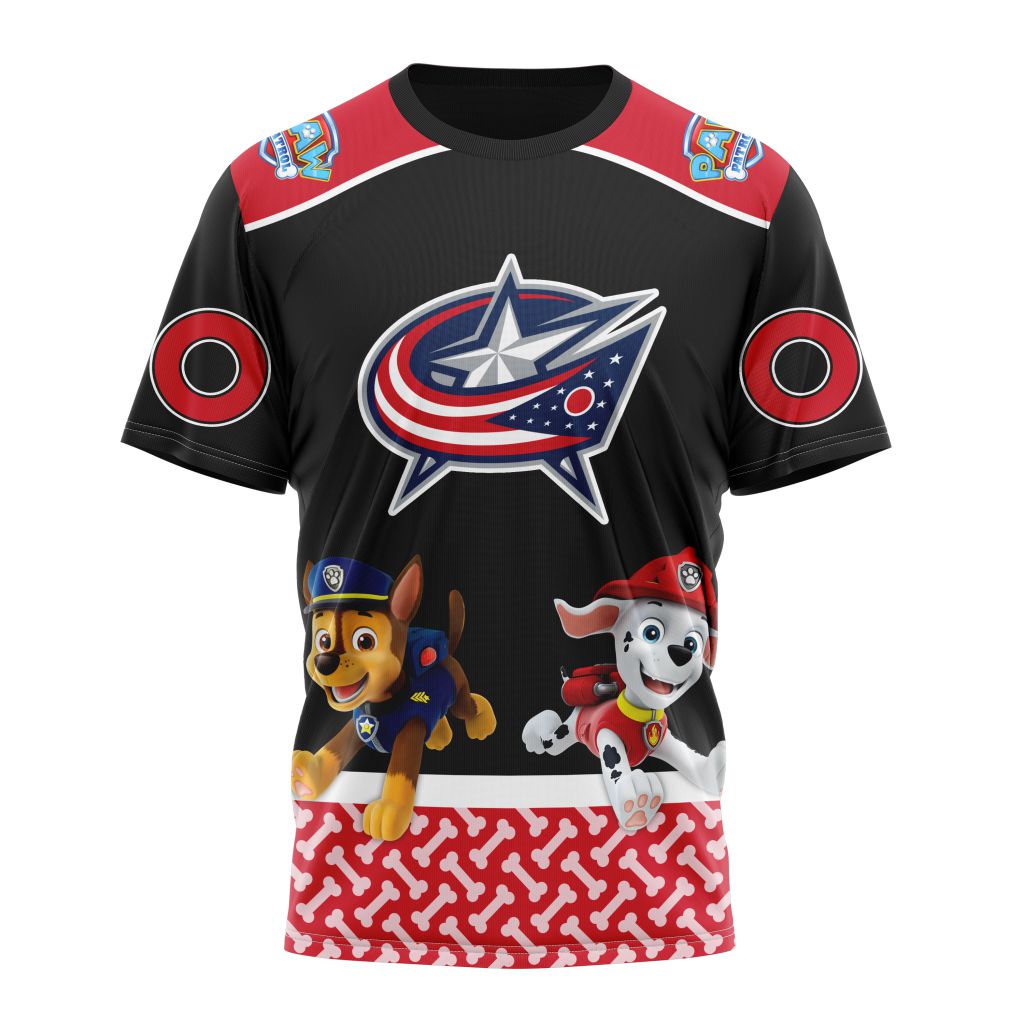 NHL Columbus Blue Jackets Special Paw Patrol  Custom Name And Number 3D T-shirt 