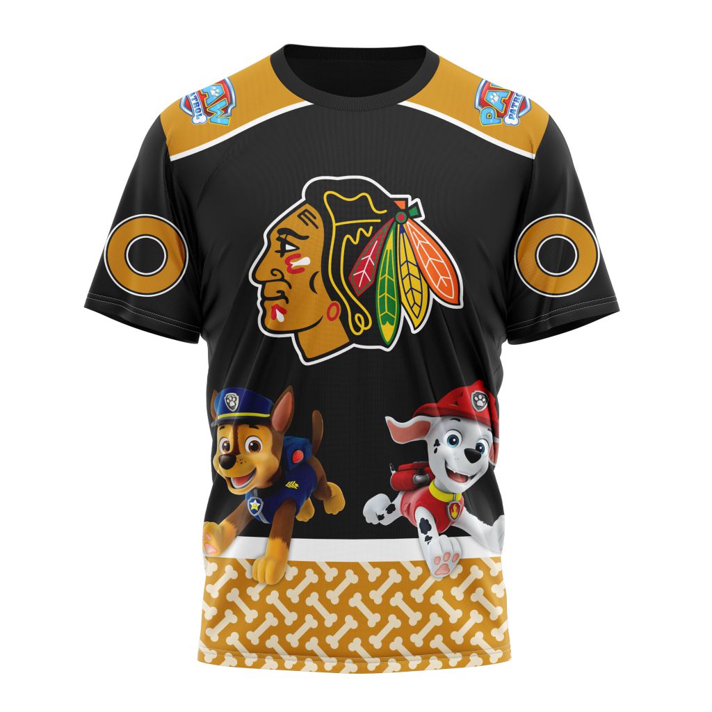 NHL Chicago Blackhawks Special Paw Patrol  Custom Name And Number 3D T-shirt 