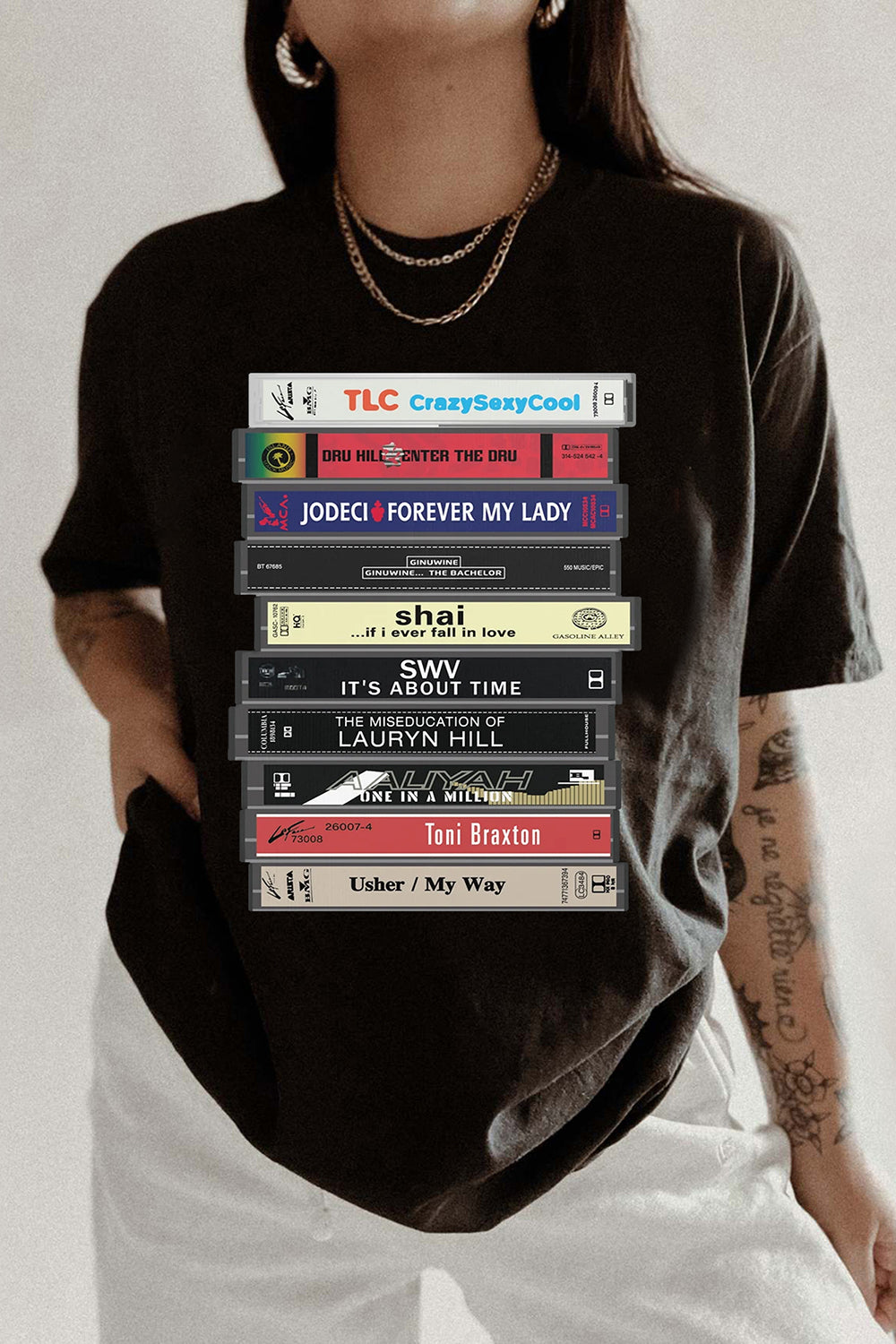 New 90s Music Cassettes Graphic Tee For Women