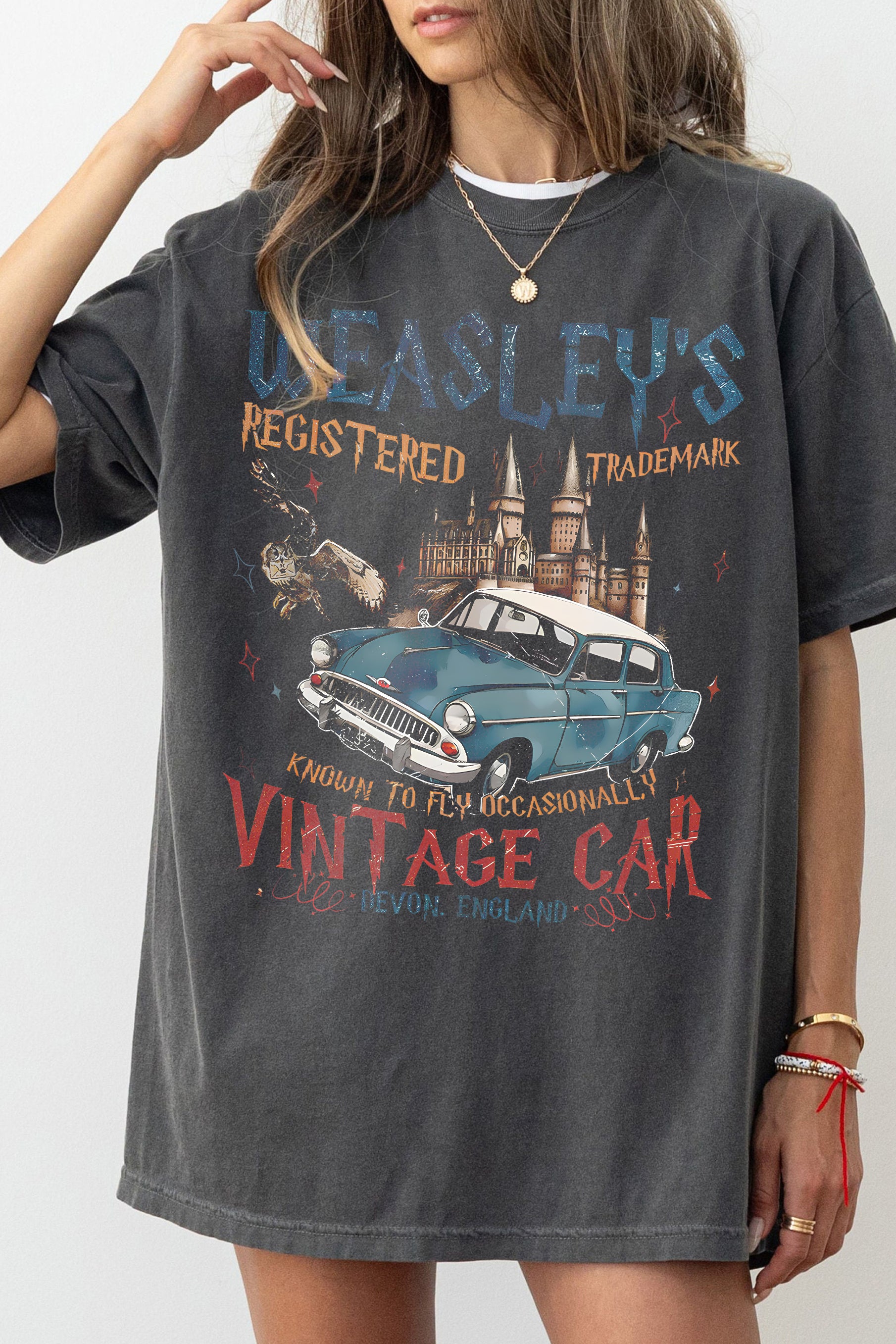 New Wizard Flying Car Vintage HP Tee For Women