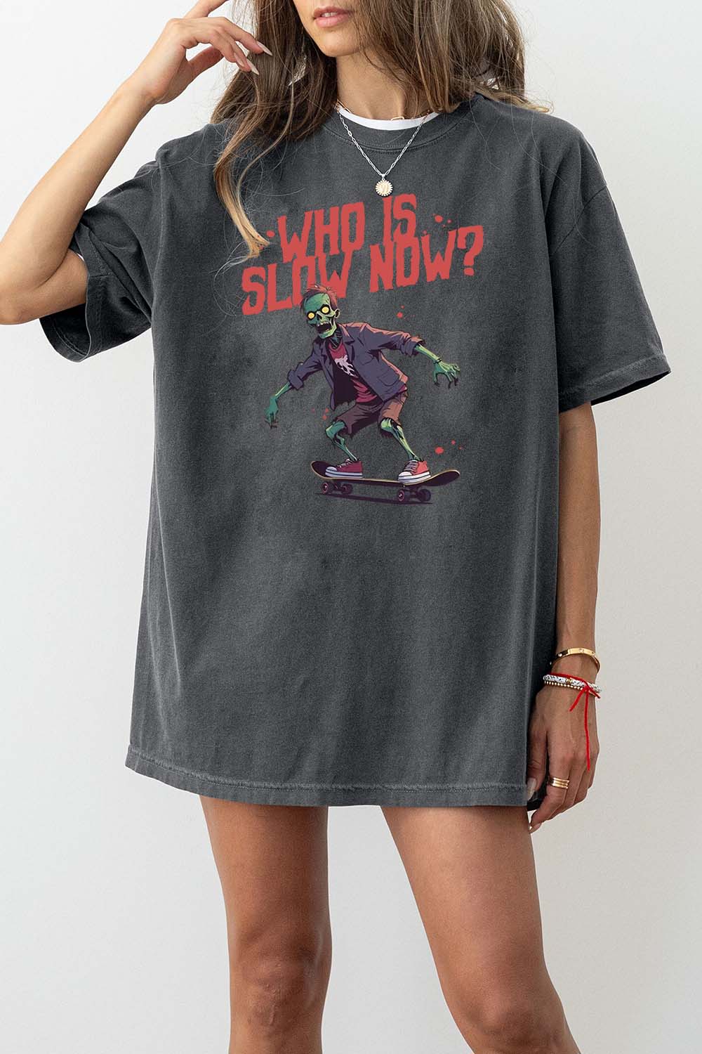 New Who Is Slow Nw Zombie On A Skateboard Organic Cotton Tee For Women