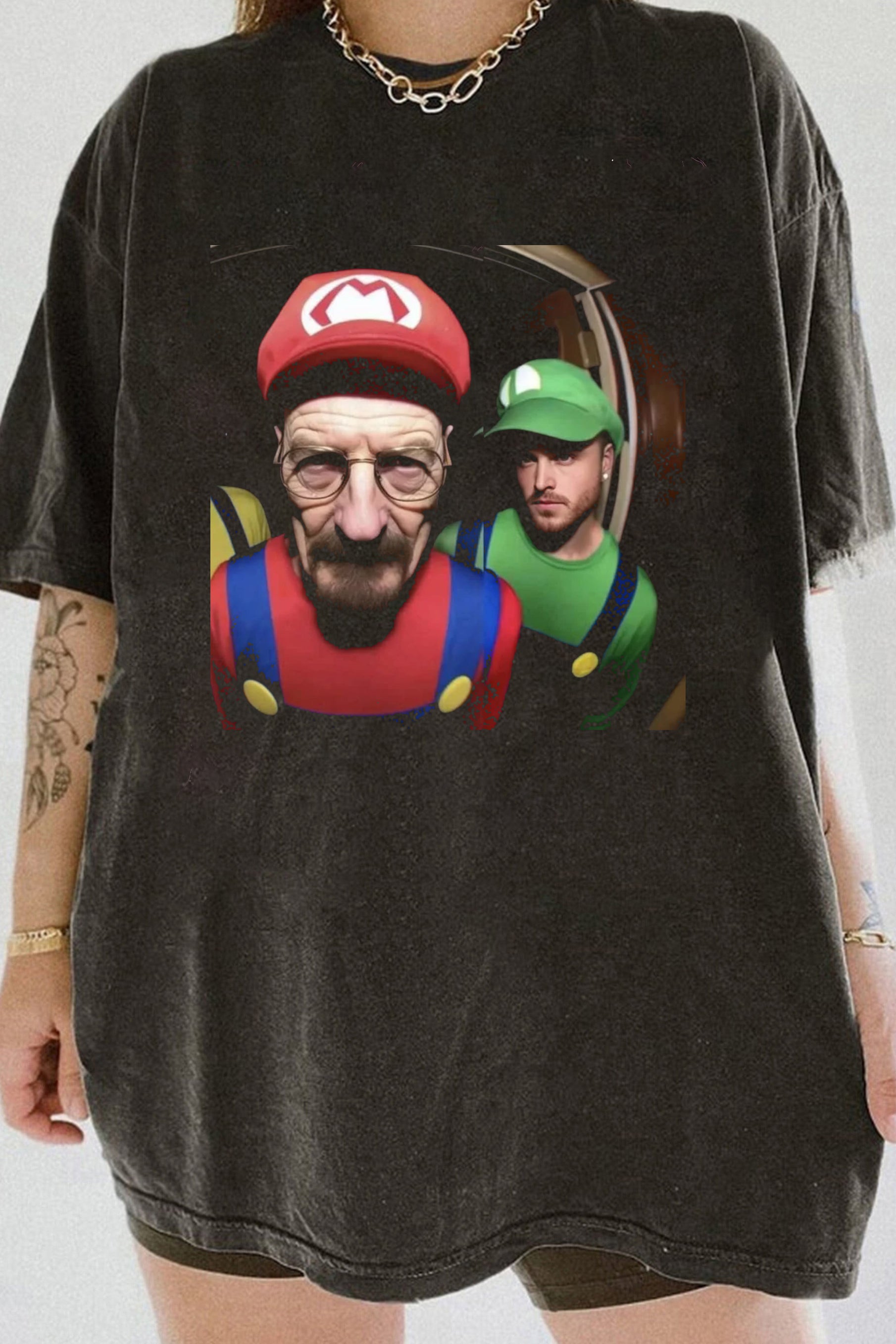New Walter White And Jesse Pinkman SuperMario Funny Tee For Women