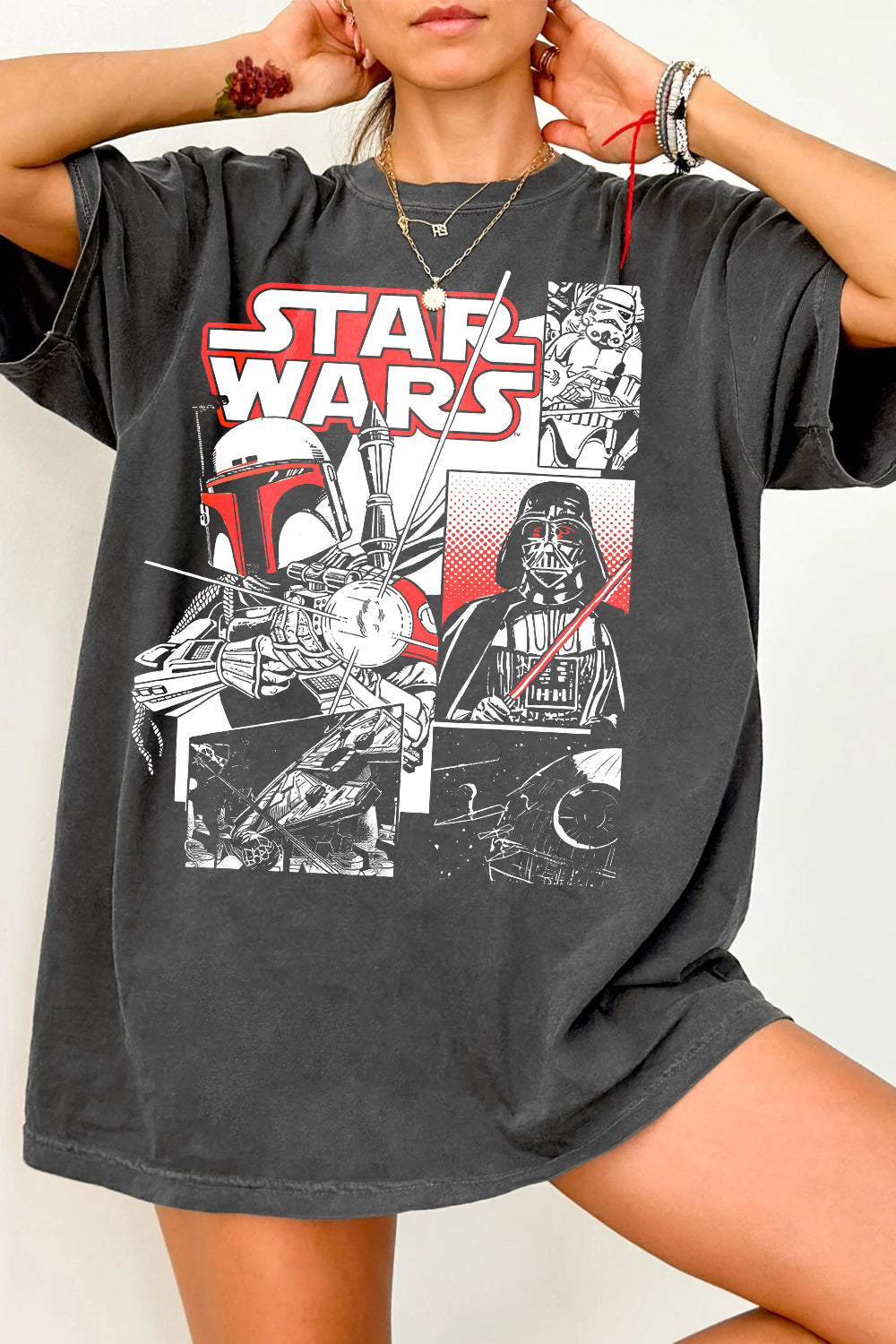 Vintage Star Wars Darth Vader Comic Panels Tee For Women