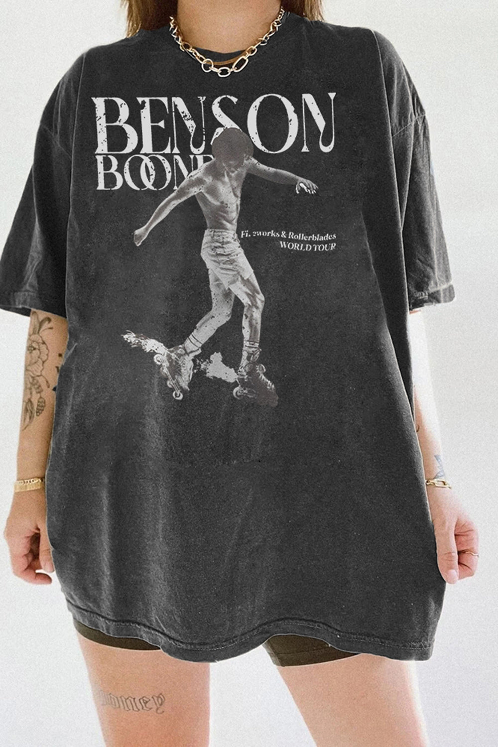 New Vintage Fireworks and Rollerblades Benson World Tour 2024 Tee For Women