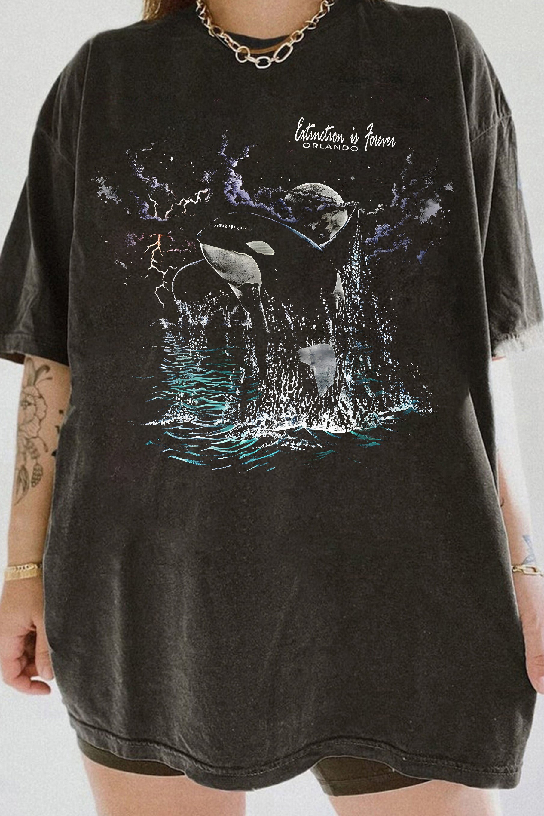 New Vintage Orca Whale Ocean Preservation Tee For Women